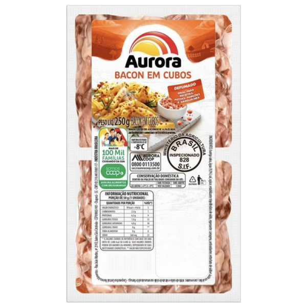 BACON EM CUBOS AURORA 250 G