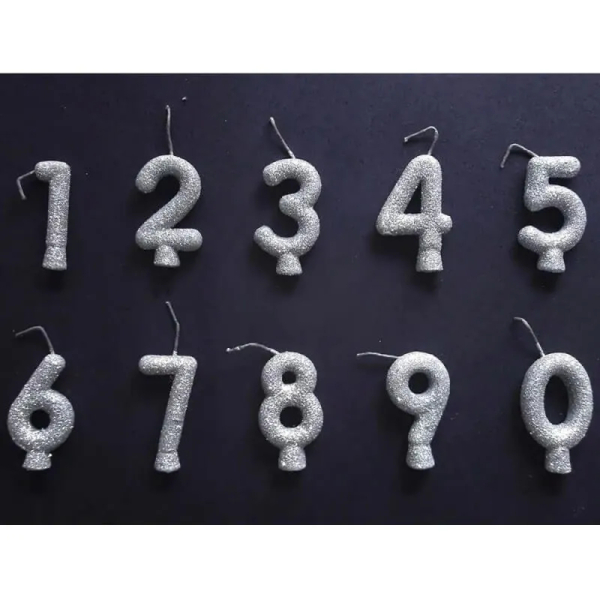 VELA GLITTER CORES  NUMEROS DE 0 À 9 (ESCOLHER COR E NUMERO)