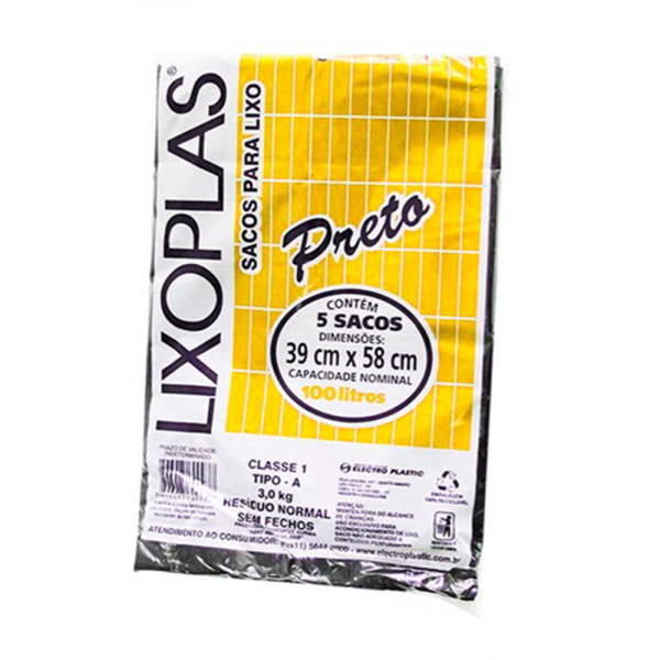 EB.SACO LIXOPLAS PRETO 100L 05UN