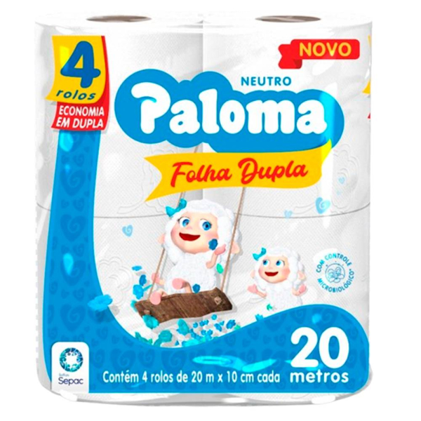 PAPEL HIG.PALOMA F. DUPLA 20MT 4 ROLOS